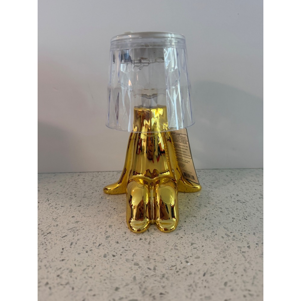 Room 2 Room Figural Light Gold Metallic Sitting Man Table Lamp Battery Operated